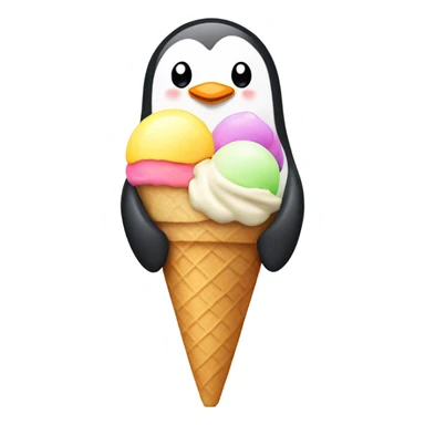 penguin eating ice cream sticker