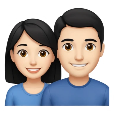 A couple with black hair and even skin smiling sticker