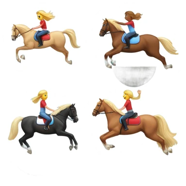 Red round horse with girl jumping over jump, horse wearing light blue saddle pad girl has blonde hair sticker