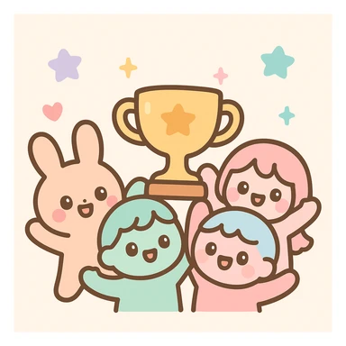 team celebrating with trophy sticker