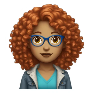 girl with curly red hair and blue glasses sticker