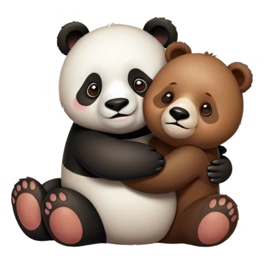 panda hugging a bear sticker