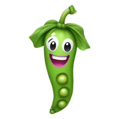 A pea vegetable with a smile and a pink bow sticker