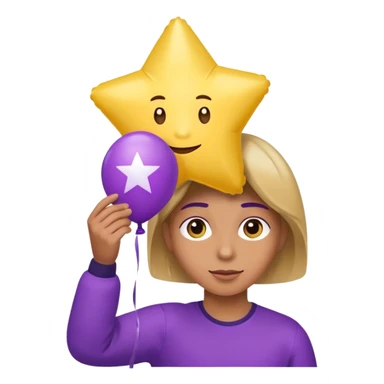 holding purple yellow star balloon sticker