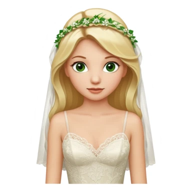 blonde haired green eyed bride in ivory gown with spaghetti straps sticker