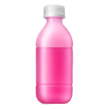 plastic bottle with crystaline pink liquid sticker