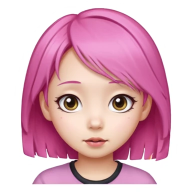 emoji An Asian girl with  pink hair, big eyes,sweet
 sticker