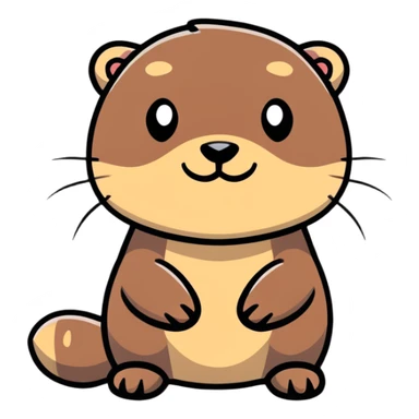 really cute smiling joyful otter face in three-quarter profile view with simple thorny stem wrapped horizontally around its forehead like Jesus Christ's Crown of thorns, no crown shape on top, just thin spiky branches circling the forehead sticker