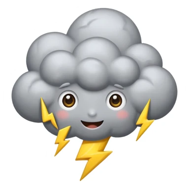 cute gray Thunderstorm Cloud, eyes, lightning bolt sticker