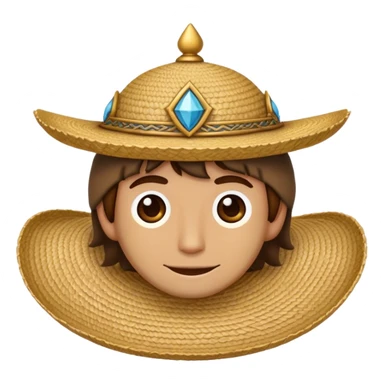 Medieval male straw hat with circular crown sticker