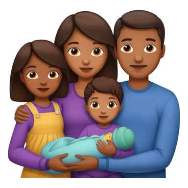 brown family with mom dad teenage daughter toddler son and baby sticker