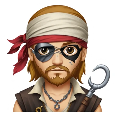 pirate with eye patch and hook hand sticker