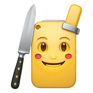 Yellow iPhone emoji holding knife with smile sticker