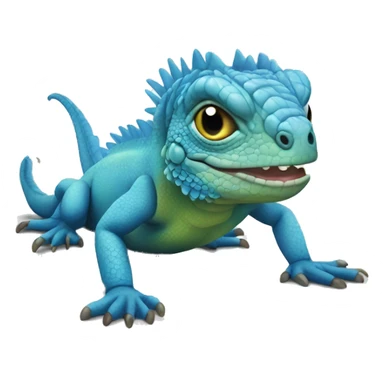 realistic crawling cute blue iguana  sticker