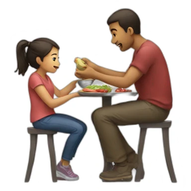 Girl feeding man sticker