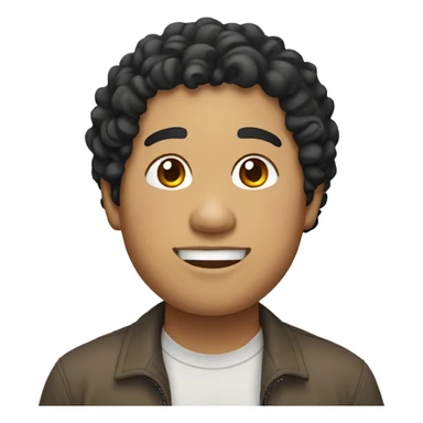 Southeast Asian man, black, curly hair, light brown, chubby sticker