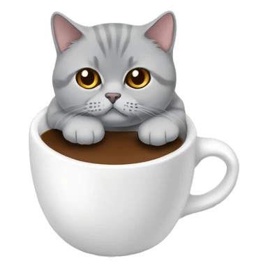 british shorthair cat in coffee with Brown eyes sitting  sticker
