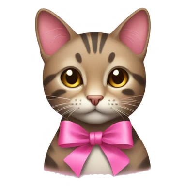 Cat with a pink ribbon sticker