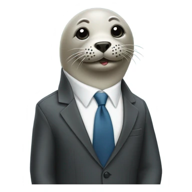 Seal wearing a suit with a poo sticker