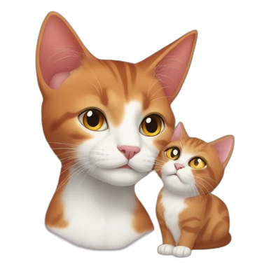 red abissinian cat with big ears and black kitten with small white speck sticker