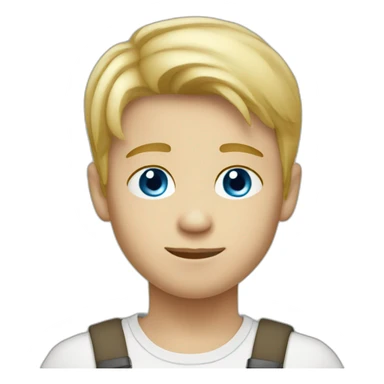 Boy-blond-short-hair-blue-eyes using tablet sticker
