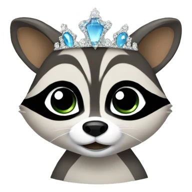 Raccoon wearing a tiara sticker