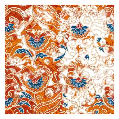 Cinematic Realistic Indonesian Batik Emoji, depicted as a richly patterned textile with intricate colorful designs, rendered with vivid textures and dynamic cultural lighting that captures its artistic heritage. sticker