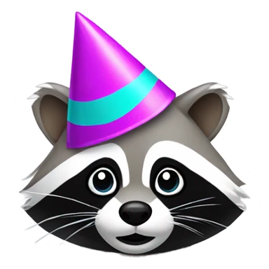 Raccoon wearing a party hat sticker