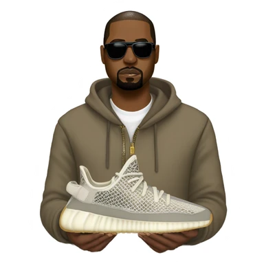 Kayne west wearing turtle dove Yeezys sticker