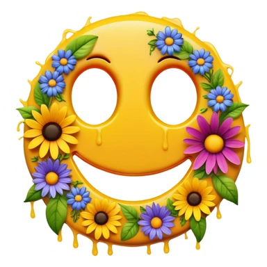 smiley melted garden flowers  sticker