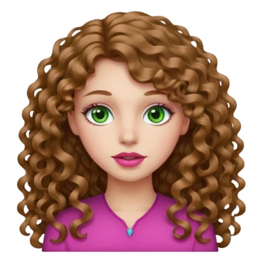 بنت بيضا شوي شعرا ل طويل ولا قصير عيونا خضر شفايفه زكريات شعرا فيو لفات كيرلي و لونو بني فاتح sticker