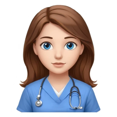 inside a classroom at university that says nursing school on the board with a pretty female nursing student with long brown hair, blue eyes sticker