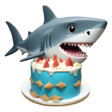 Shark eating cake sticker