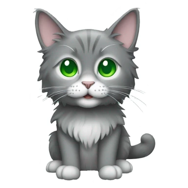 full body of a grey long haired cat with green eyes sticker