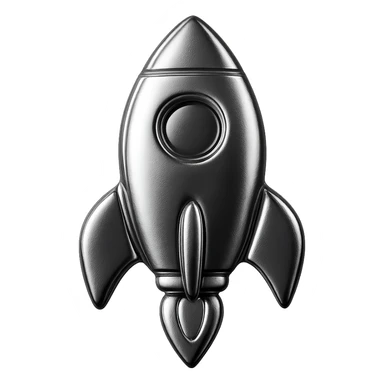 icon of a rocket with reflective metallic chrome finish sticker