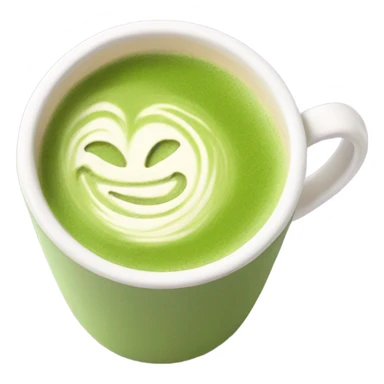 Realistic Matcha latte in pastel mug sticker