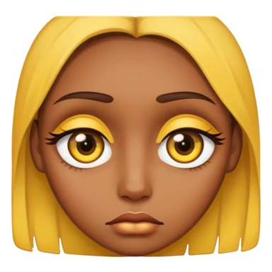 Make a sad eyes with browns on top of an eye using yellow sticker