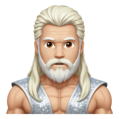 Jupiter, God of Thunder from Gods and Goddesses with long white hair and beard, white sequin outfit sticker