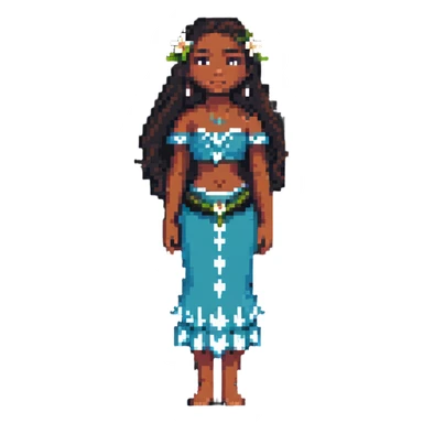 Moana standing, pixel art style sticker