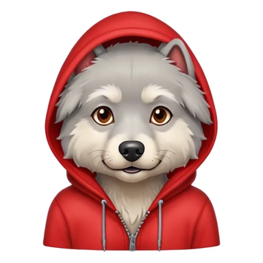 Gray dog scruffy red hood sweatshirt  sticker