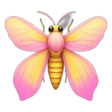 pink yellow　moth insect sticker