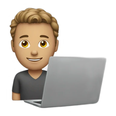 White man with laptop  sticker