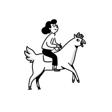 hilarious chicken jockey meme, person riding giant chicken like a jockey, comical, silly internet meme sticker