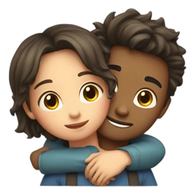 Cute boy and cute girl hugging  sticker