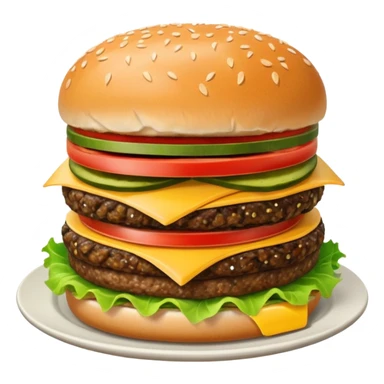 Draw a hamburger on a plate using a downward-facing camera, ensuring the object remains stationary without rotation or tilt. sticker