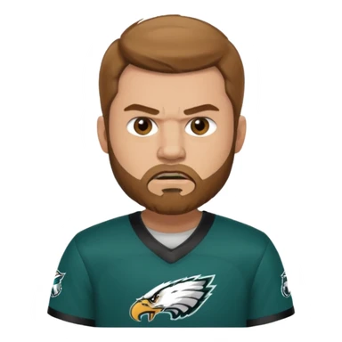 Angry eagles fan male with short light brown hair and beard, light skin sticker