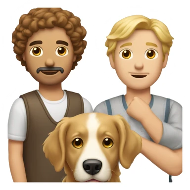 Two white men with brown hair with white golden retriever ￼ sticker
