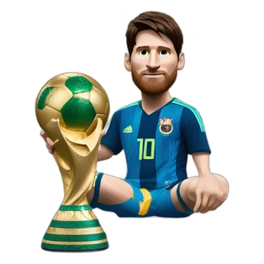 LIONEL MESSI WITH THE WORLD CUP sticker