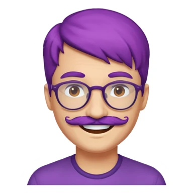 mustached purple haired spectacled happy sticker