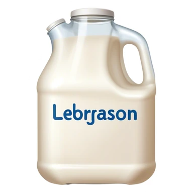 gallon of milk that says leborgson written on it sticker